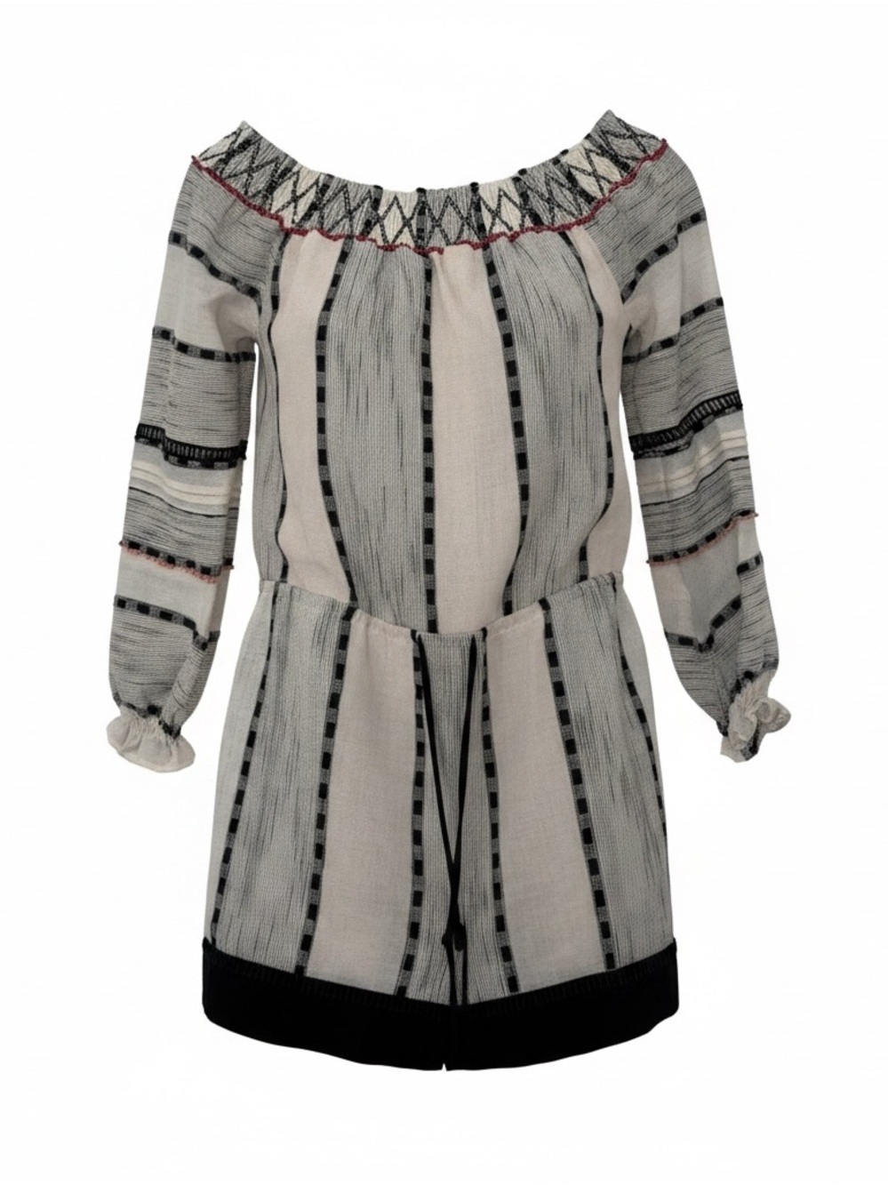 Adelyn Rae Cream and Black One-Shoulder Striped Dress